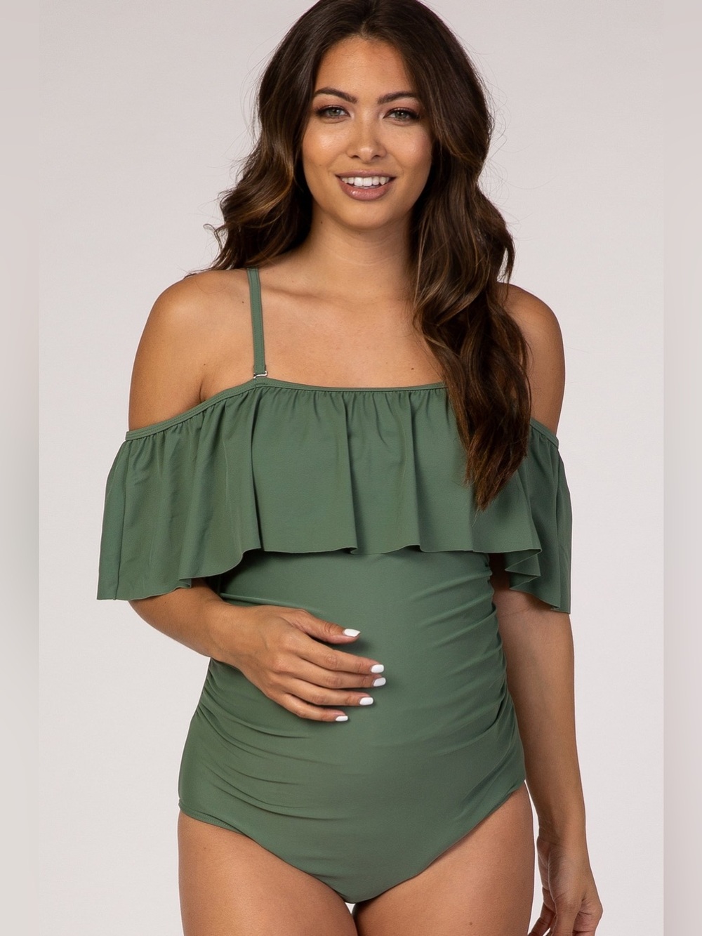 Pinkblush Olive Green Ruffle One-Piece Swimsuit